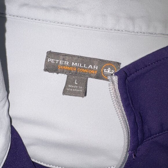 Peter Millar Summer Comfort Performance Golf Quarter-Zip Pullover Purple size L - Picture 3 of 9